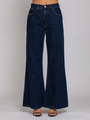 Jackie Vita Alta Gamba Ampia - Denim Scuro