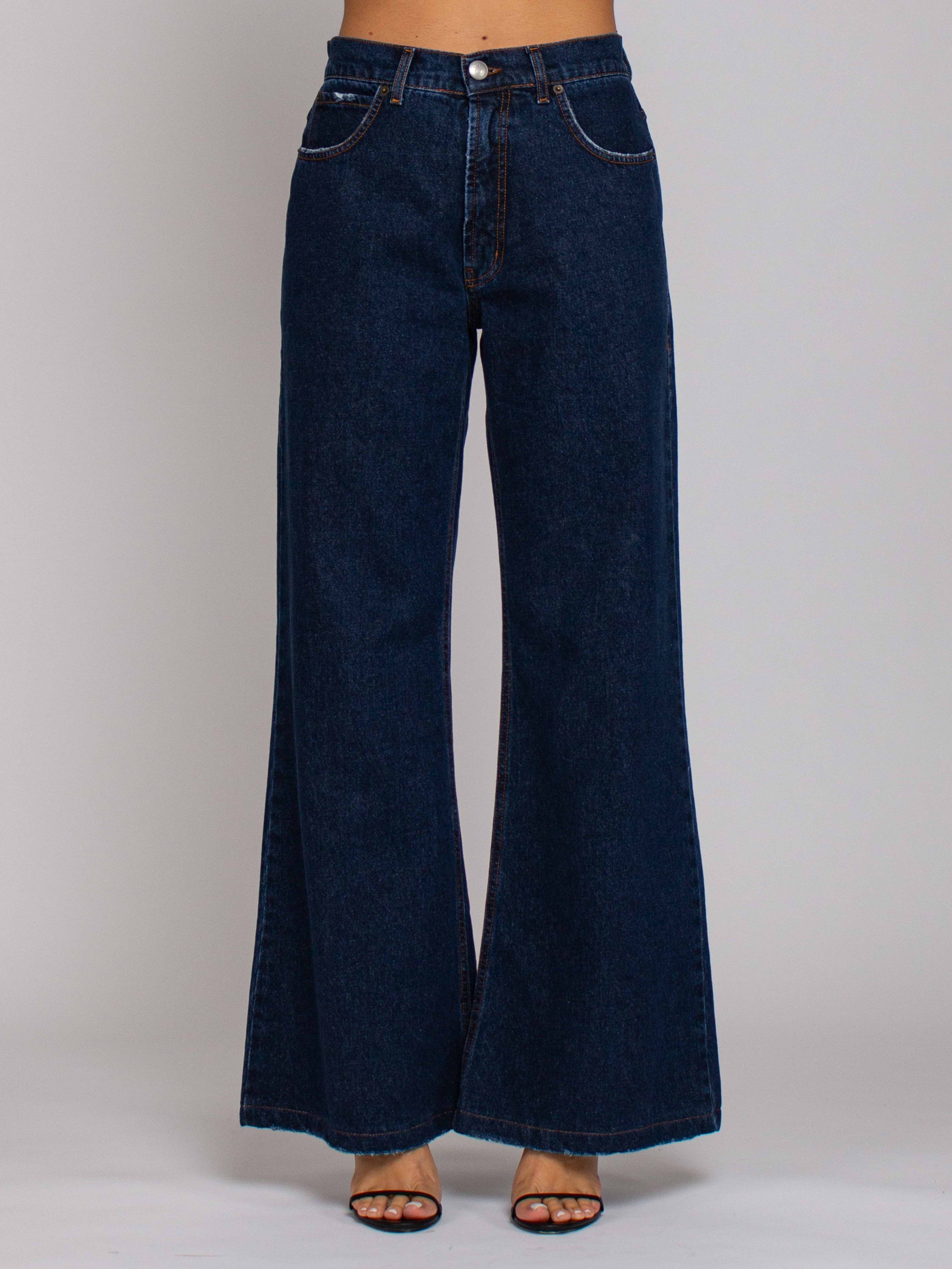 Jackie Vita Alta Gamba Ampia - Denim Scuro