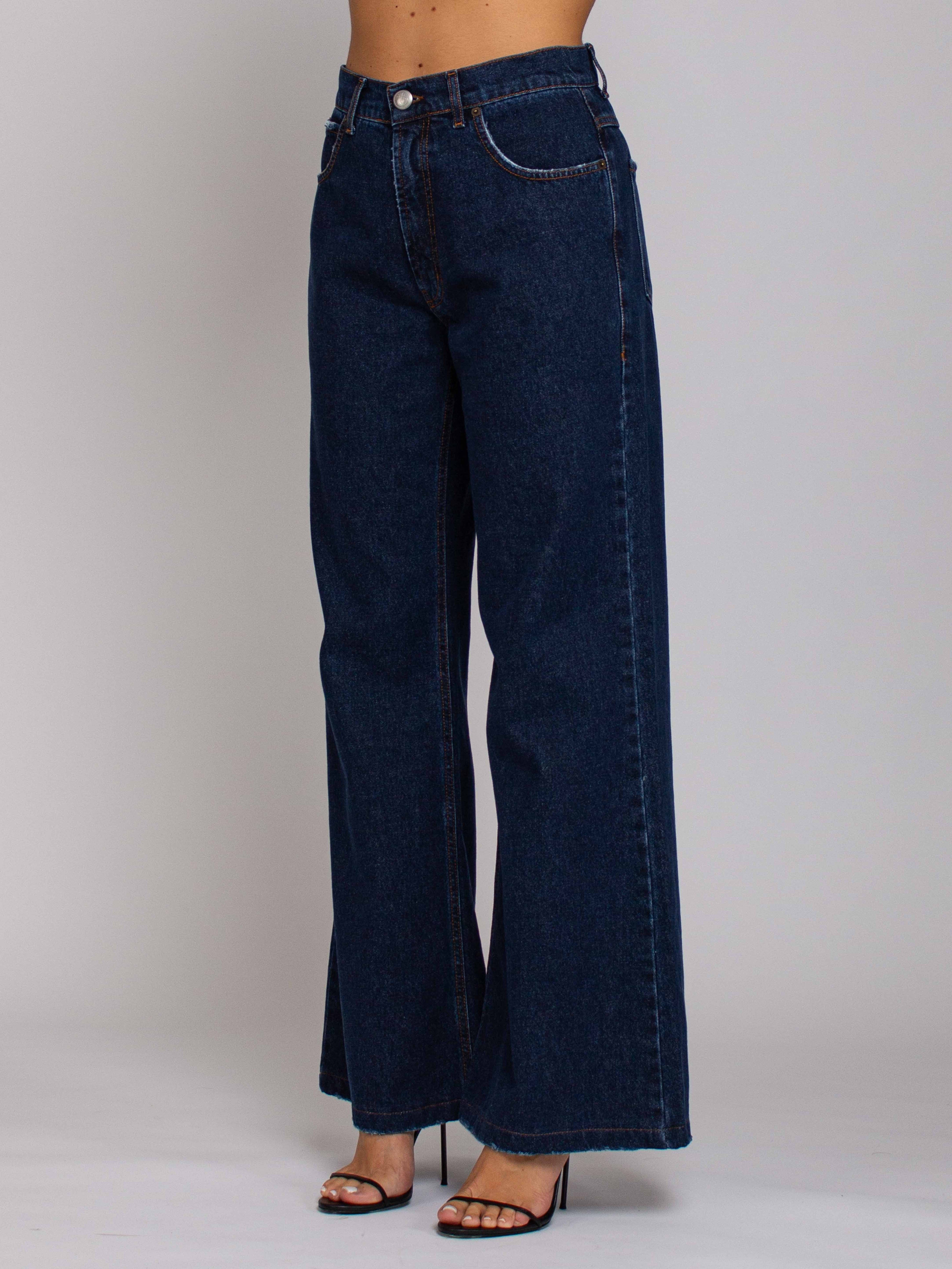 Jackie Vita Alta Gamba Ampia - Denim Scuro