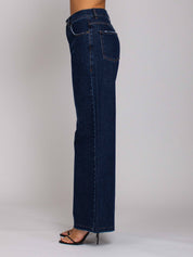 Jackie Vita Alta Gamba Ampia - Denim Scuro