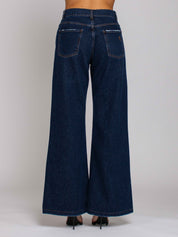 Jackie Vita Alta Gamba Ampia - Denim Scuro