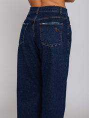 Jackie Vita Alta Gamba Ampia - Denim Scuro