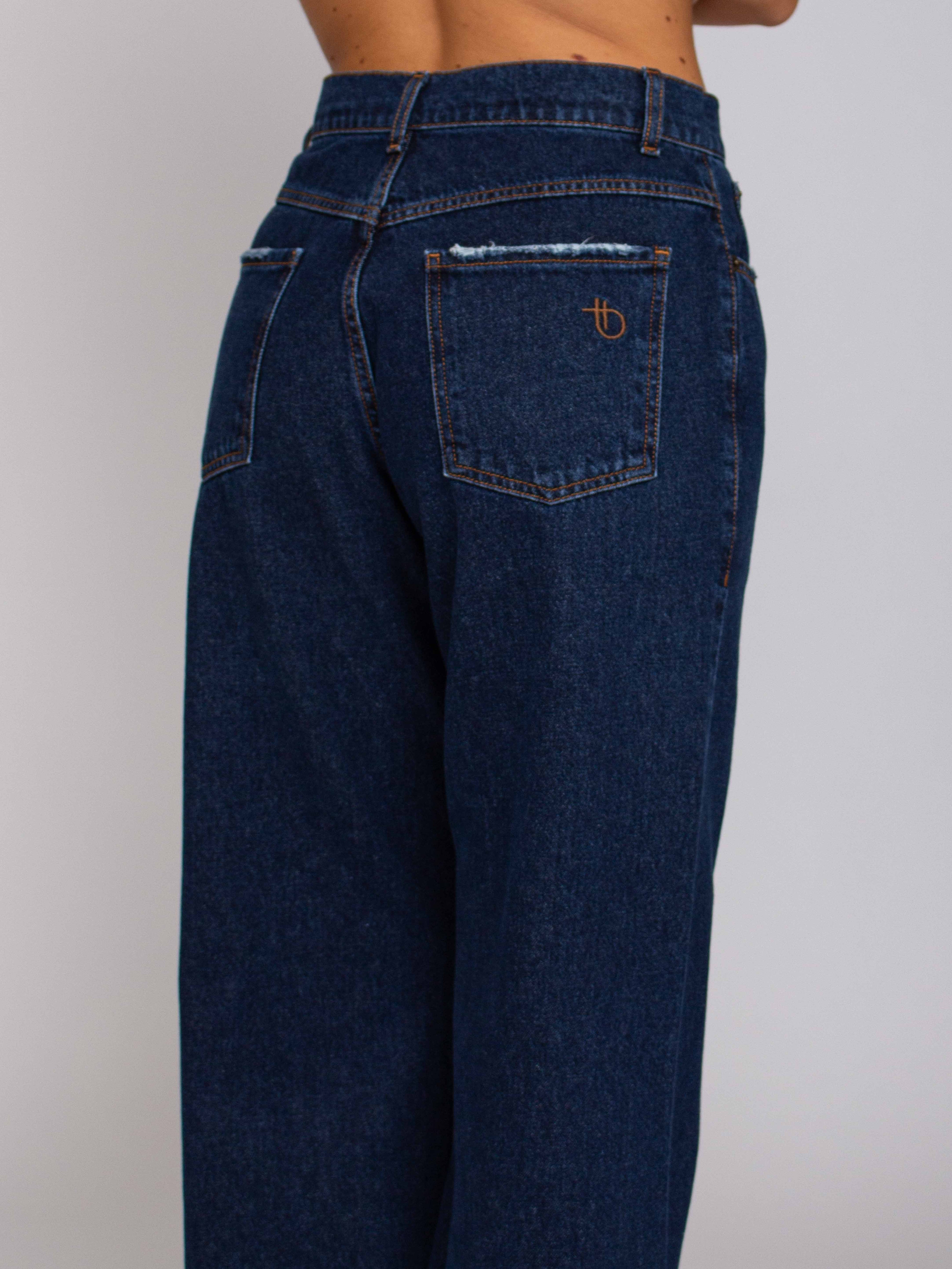 Jackie Vita Alta Gamba Ampia - Denim Scuro