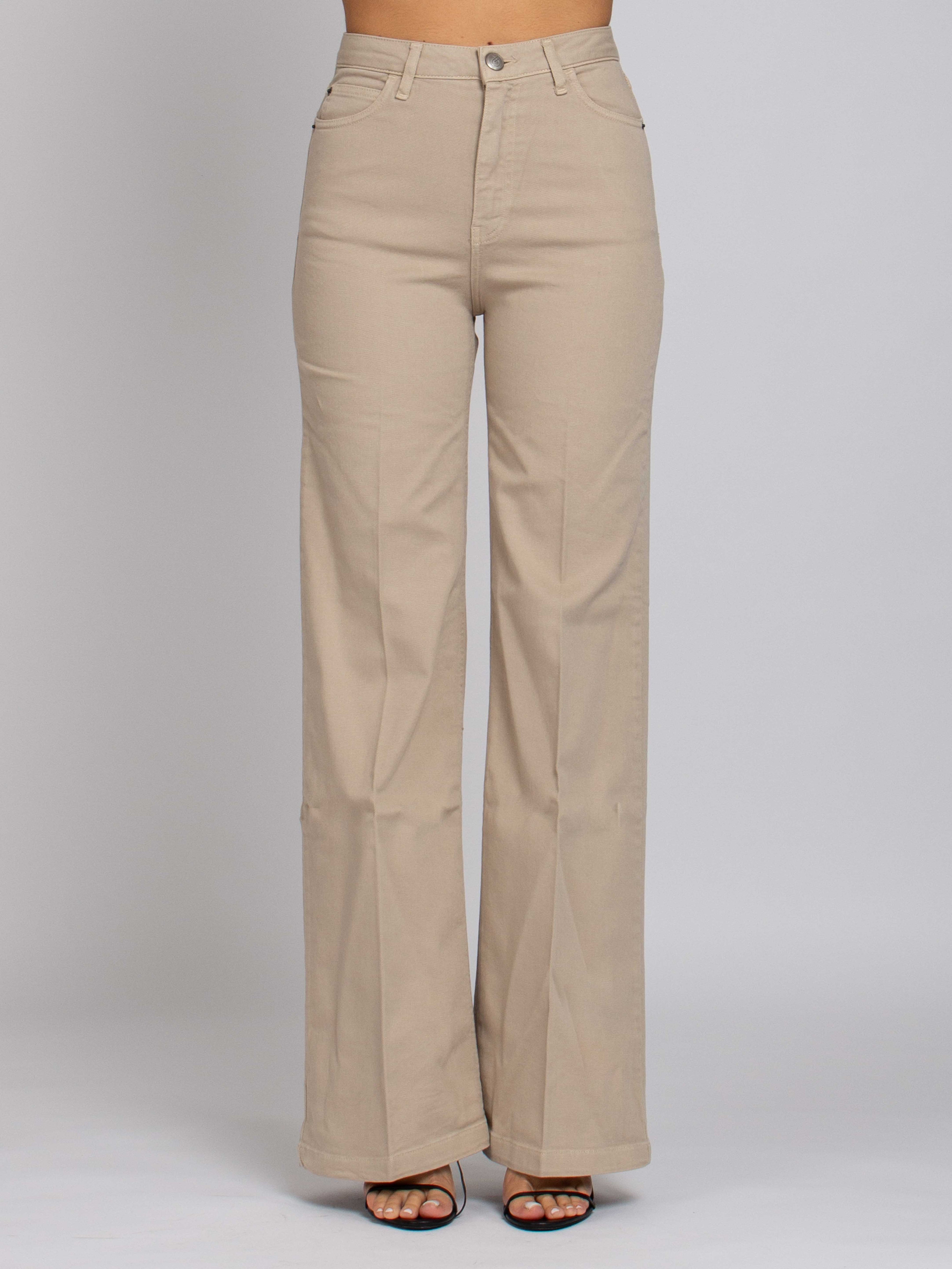 Jane Vita Alta Gamba Dritta - Denim Beige