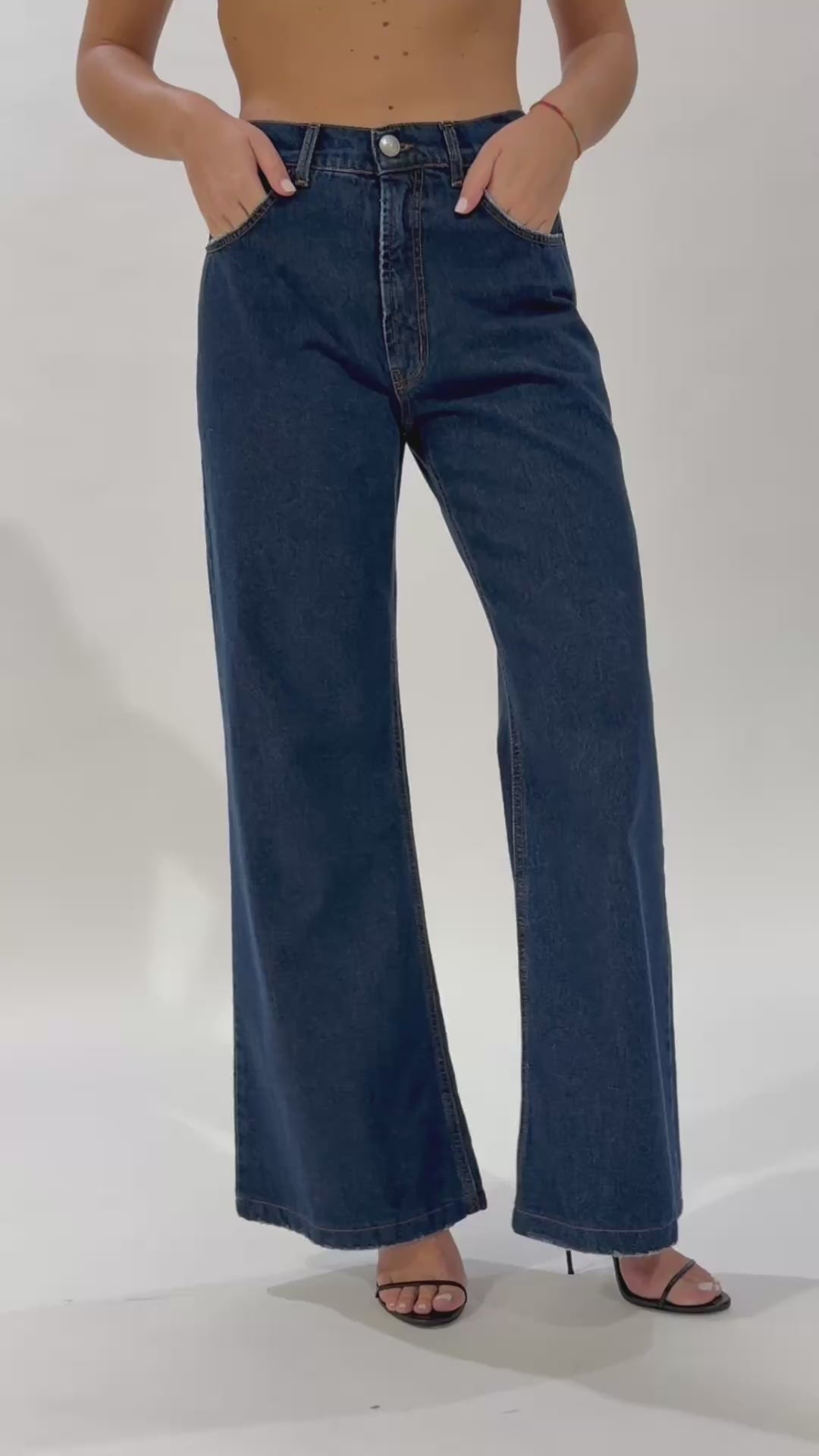 Jackie Vita Alta Gamba Ampia - Denim Scuro