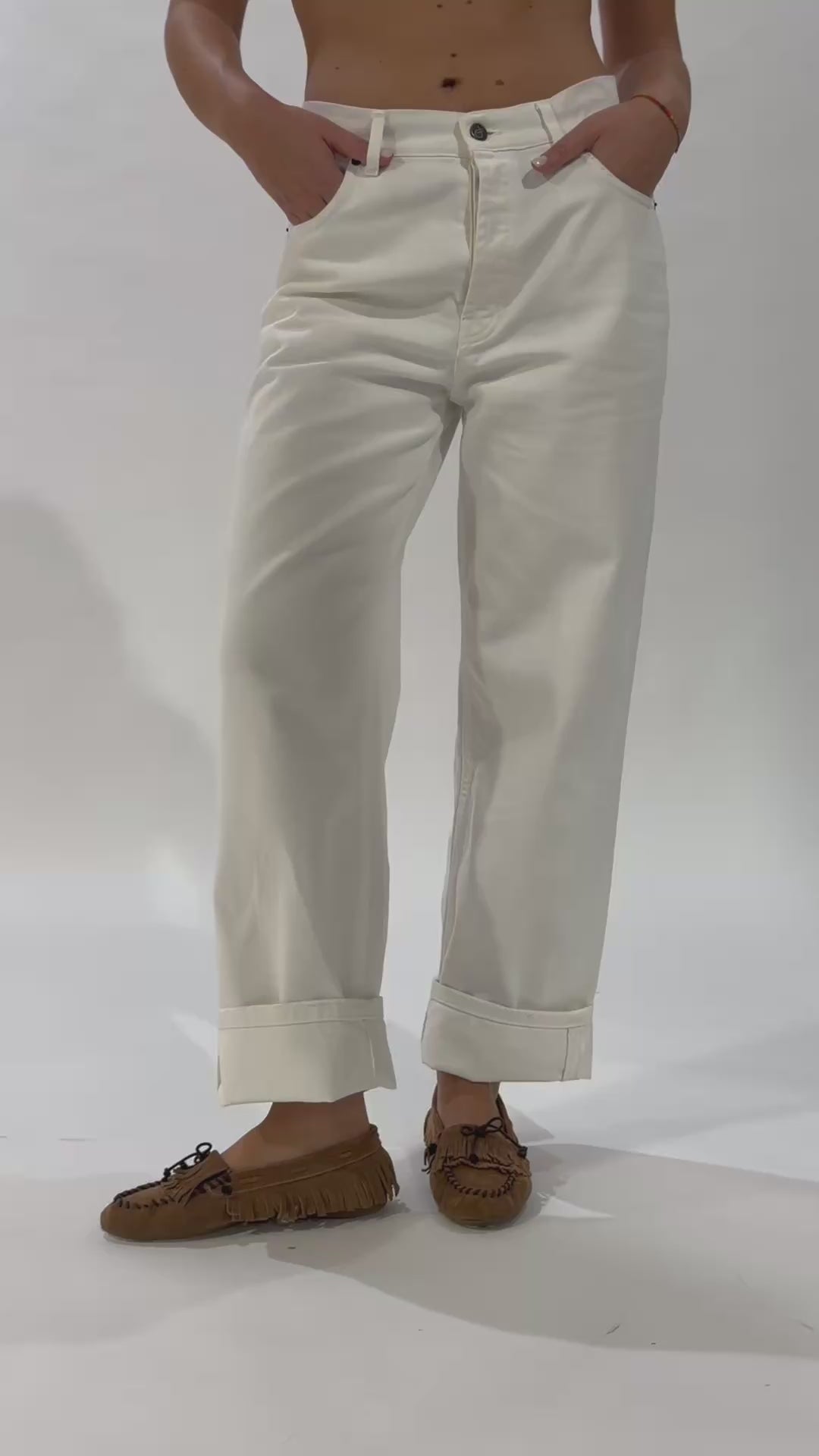 Twiggy Vita Alta Boyfriend - Denim Bianco